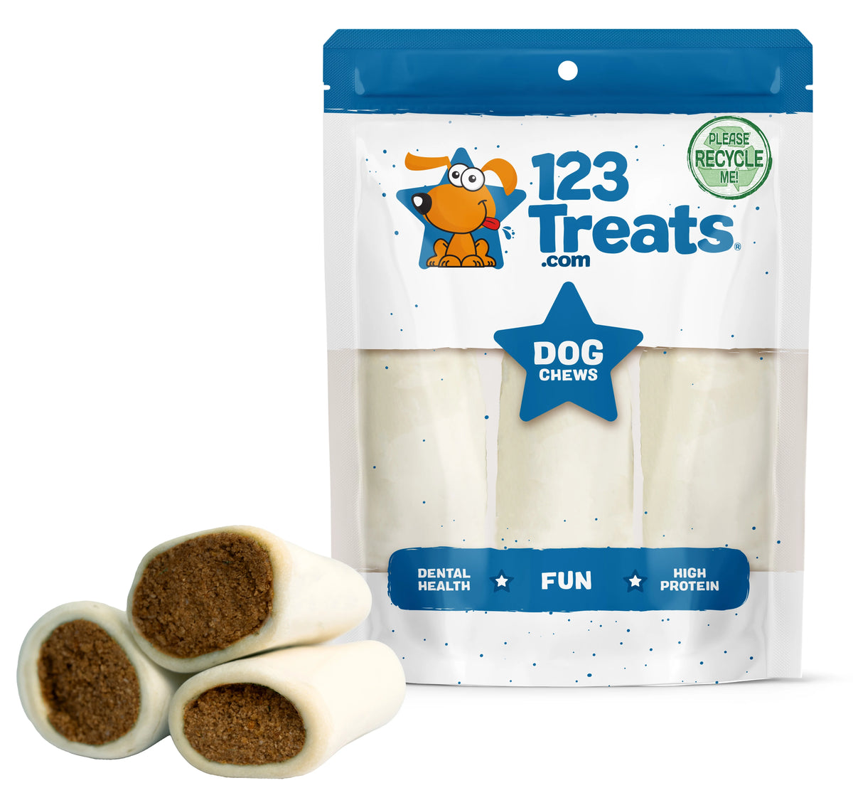 Peanut Butter Flavor Stuffed Shin Bones Dog Chews 4 Count Y8699