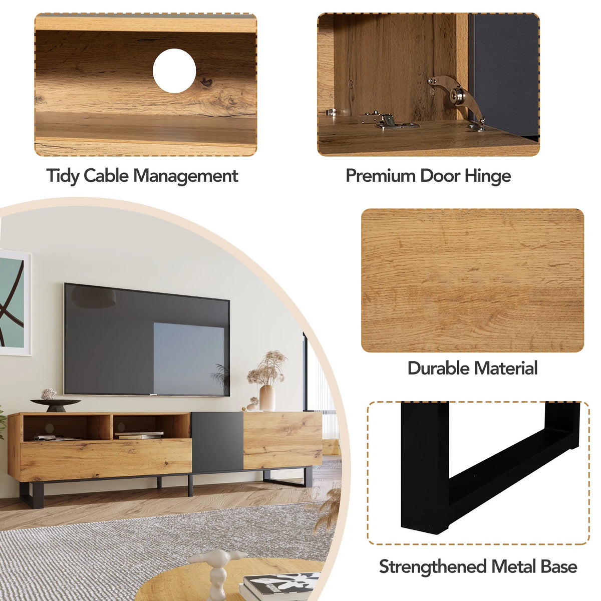 Modern TV Stand with Double Storage Space P9795