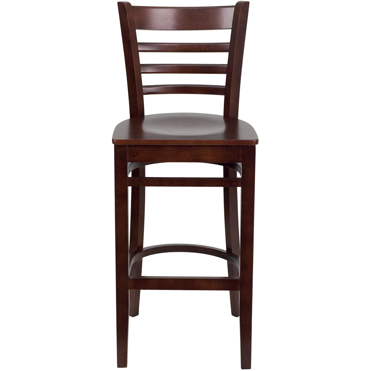 2 Pack Ladder Back Mahogany Wood Barstool P44438