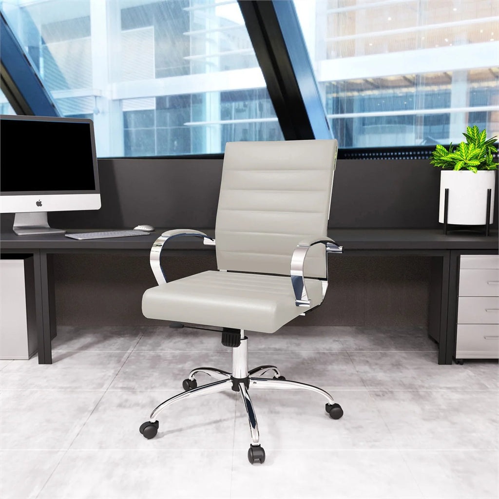Tan Leatherette Swivel Office Chair Q287