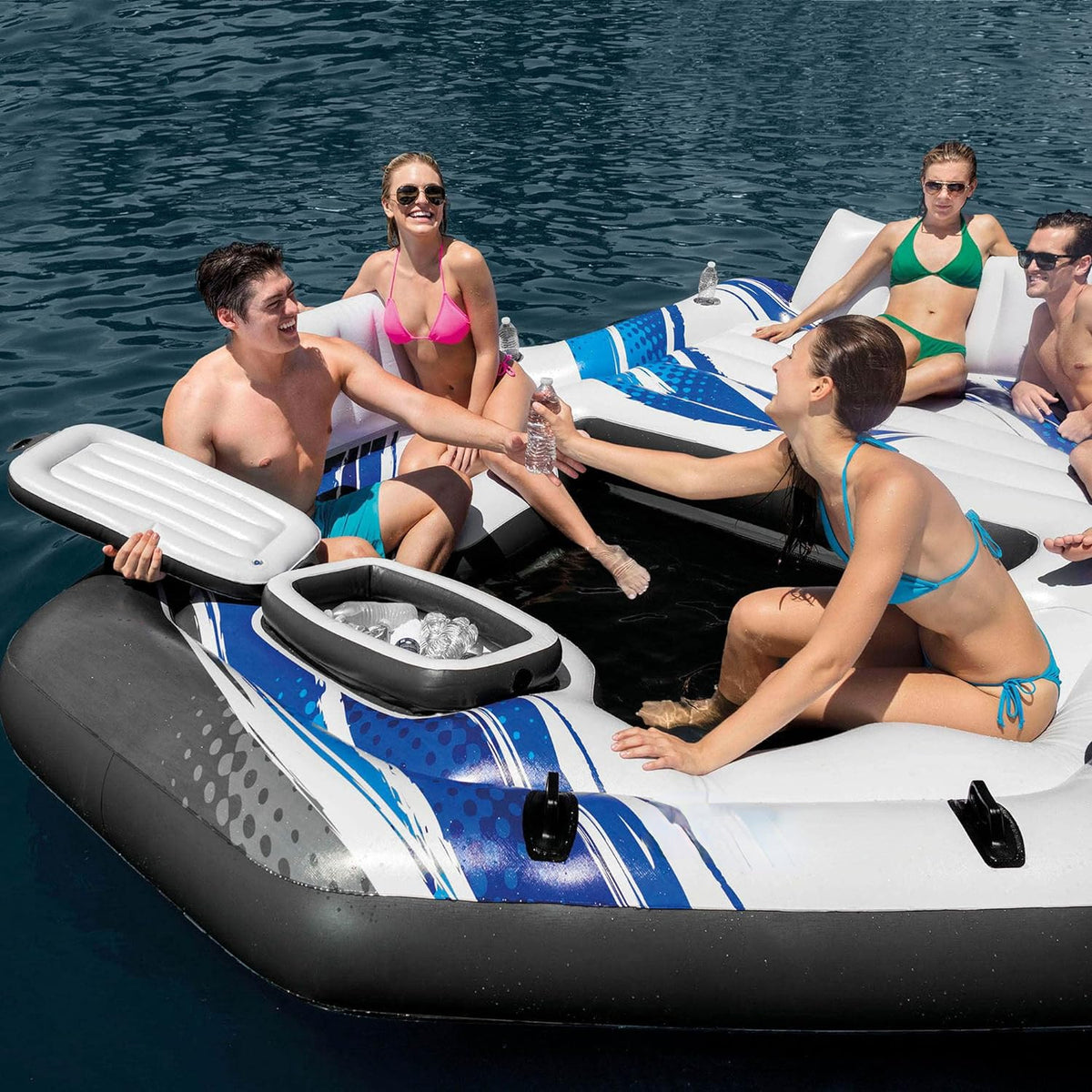 Inflatable 5 Person Raft with Backrests and Cooler D66537