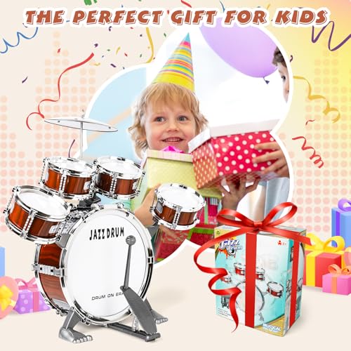 Kids Jazz Drum Set with 5 Drums Percussion Musical Instruments E23632