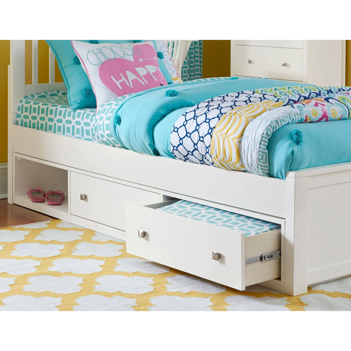 L-Shaped Bed with Double Storage White W246126