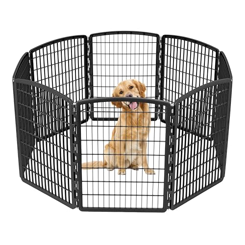 8-Panel 34" Dark Gray Dog Playpen with Door S505
