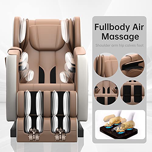 Khaki Full Body Zero Gravity Shiatsu Massage Chair with Back Heating and Foot Roller N3798