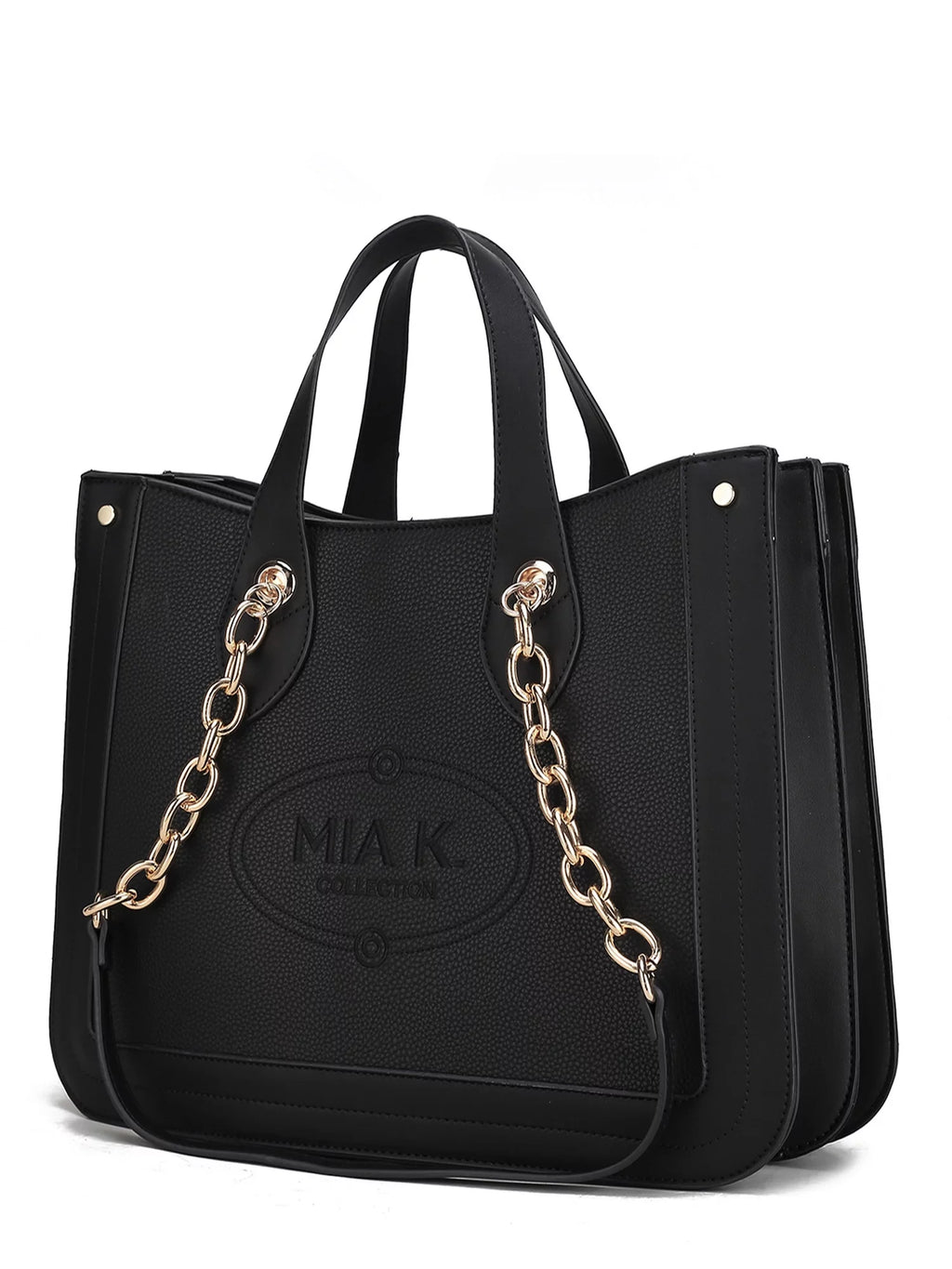 Black Vegan Leather Womens Tote Handbag D118