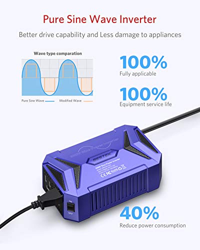 300W Pure Sine Wave Power Inverter Car Adapter DC 12V to AC 110V with Dual USB Ports K622662