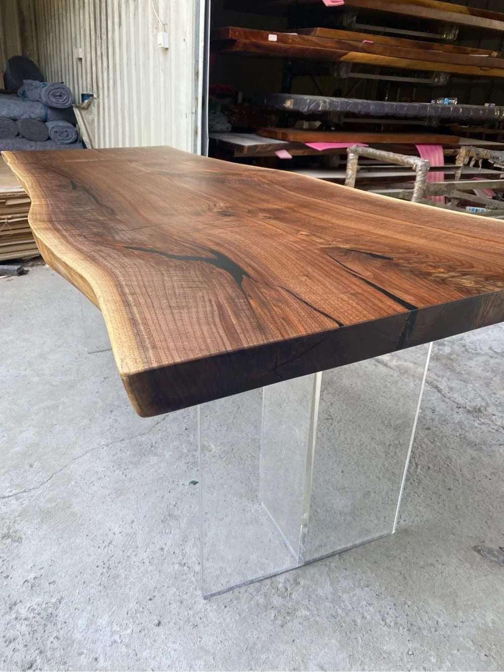 Live Edge Black Walnut Wood Slab Table Q2815