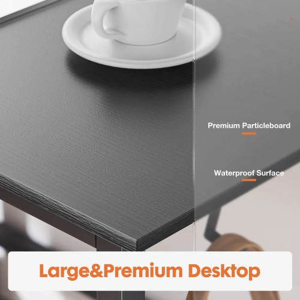 Black 47IN Writing Desk with 2-Tier Drawers O53911