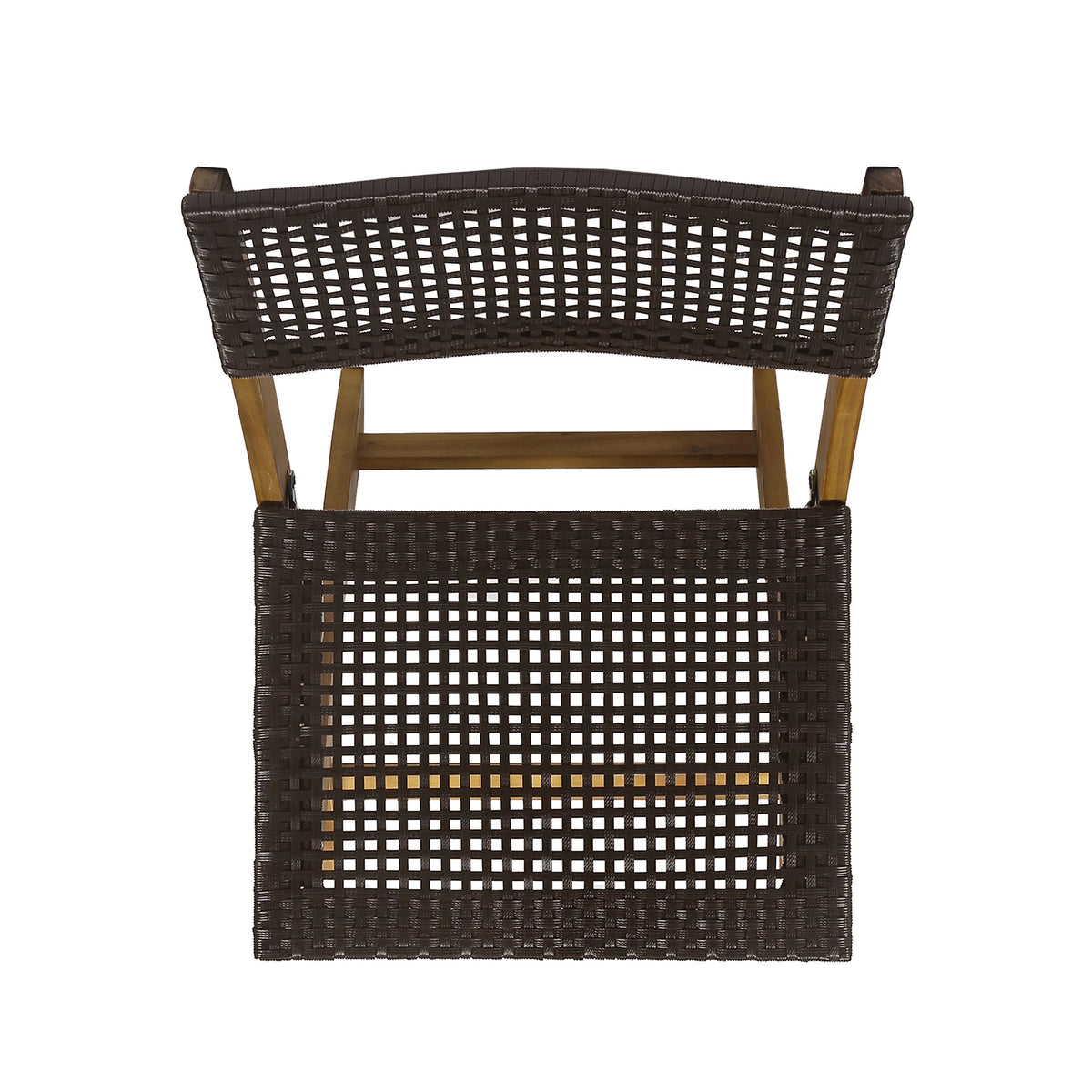 Acacia Wood Foldable Bistro Chairs with Wicker Seating Set of 2 P400