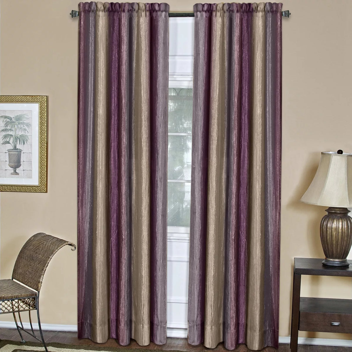 Ombre Window Panel, 50-Inch by 63-Inch, Aubergine (Set of 2) Q790