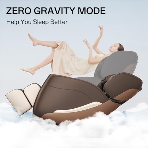 Khaki Full Body Zero Gravity Shiatsu Massage Chair with Back Heating and Foot Roller N3798