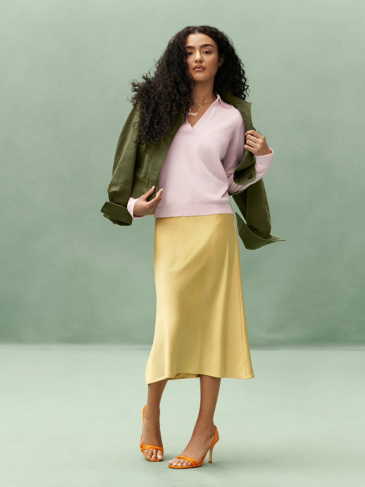 Bias Slip Midi Skirt W2820