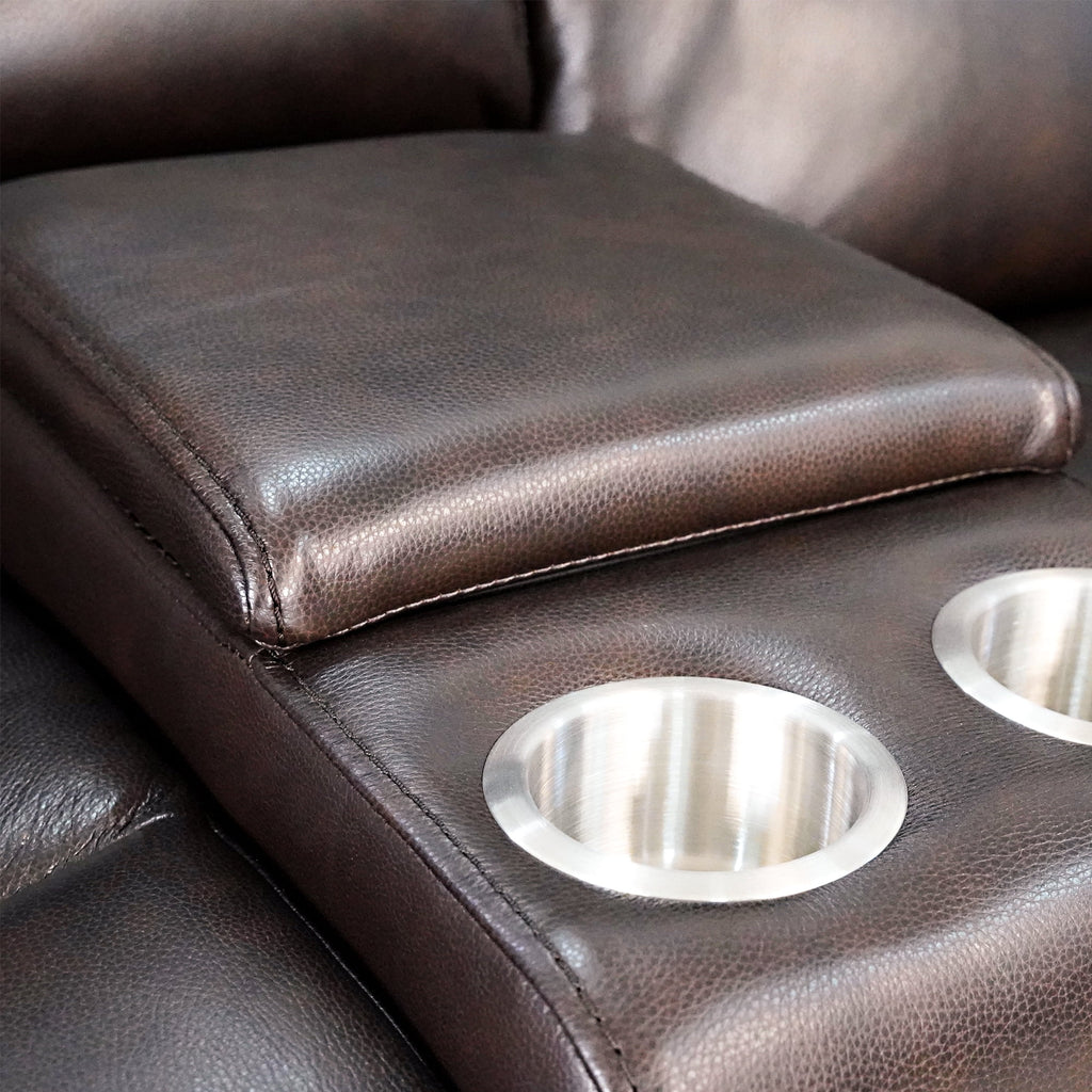 Top Grain Leather Power Reclining Loveseat with Console G5299