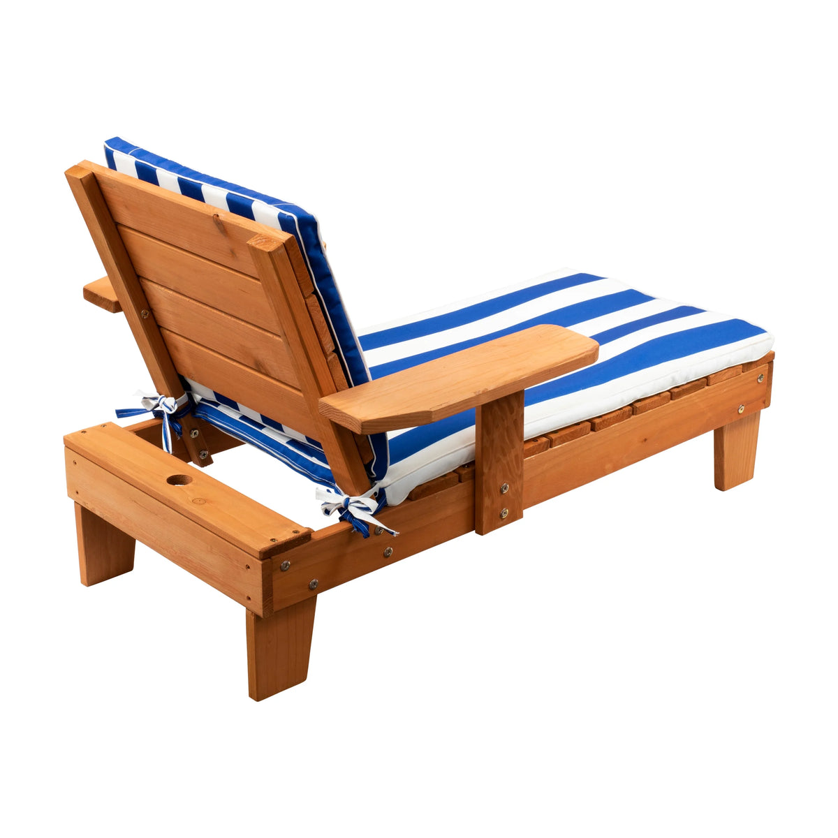 Brown Wood Outdoor Chaise Lounge with Cushion F968