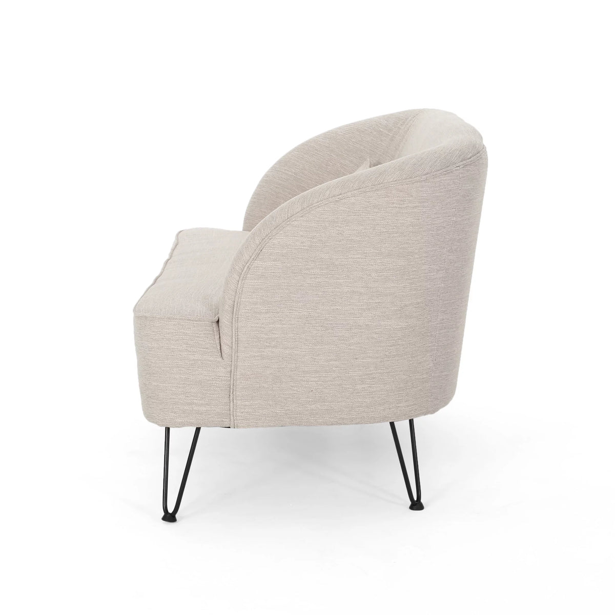 Beige Fabric Upholstered Loveseat with Hairpin Legs S315