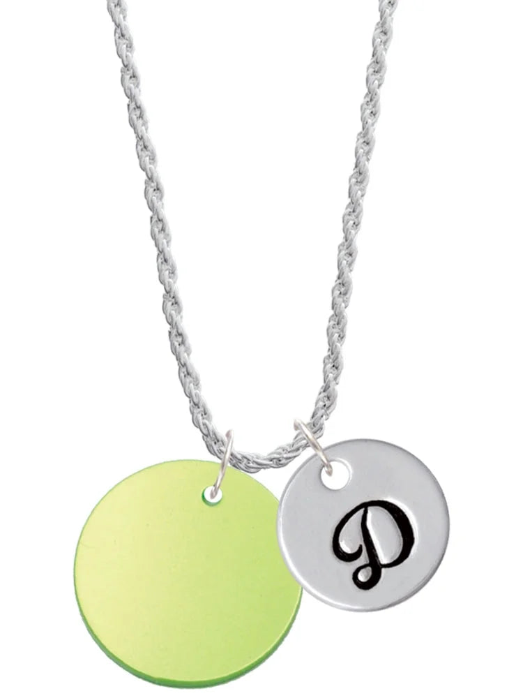 Lime Green Imitation Pearl Initial Charm Necklace O477696