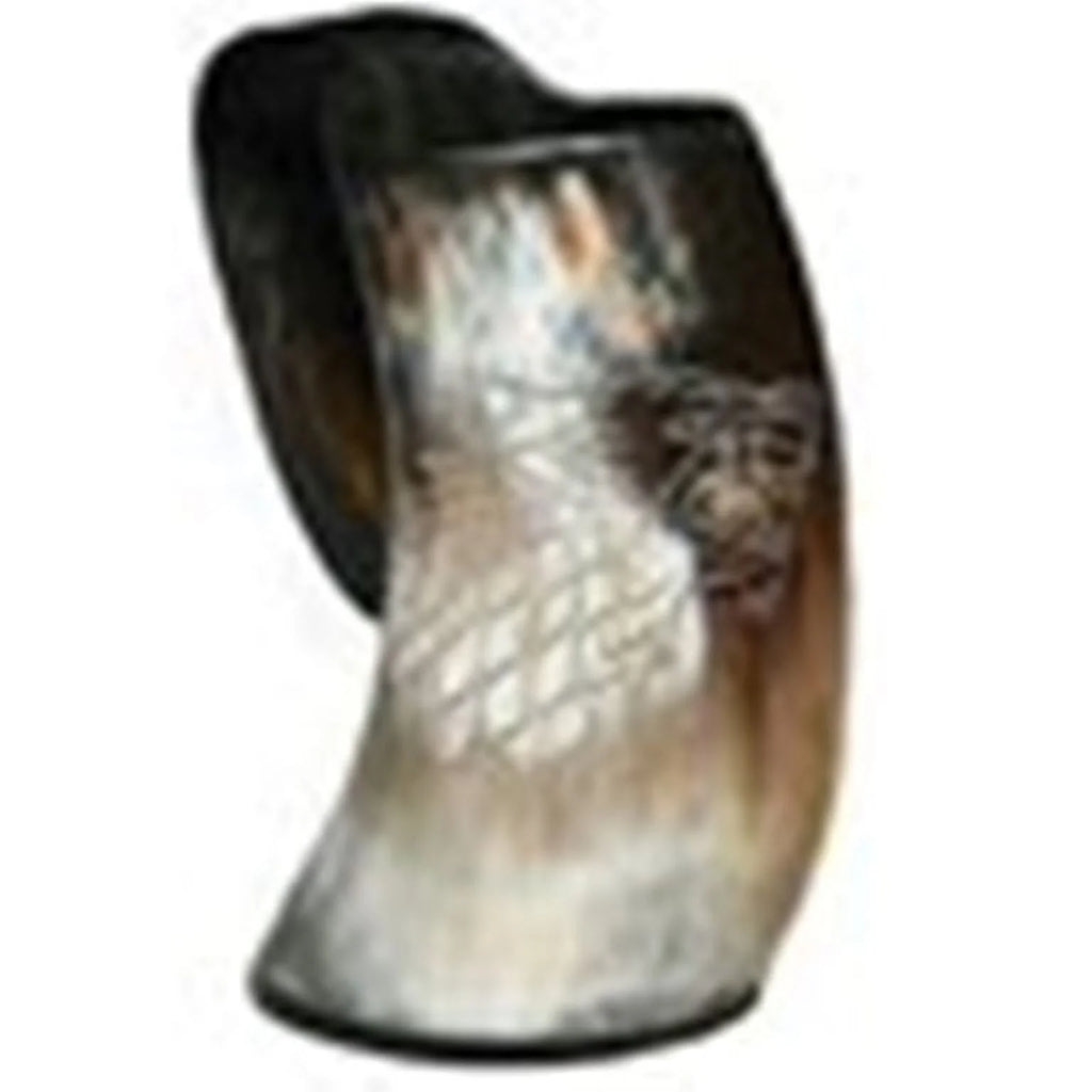 Vikings Drinking Horn Mug Wolf Carved Tankard U34930