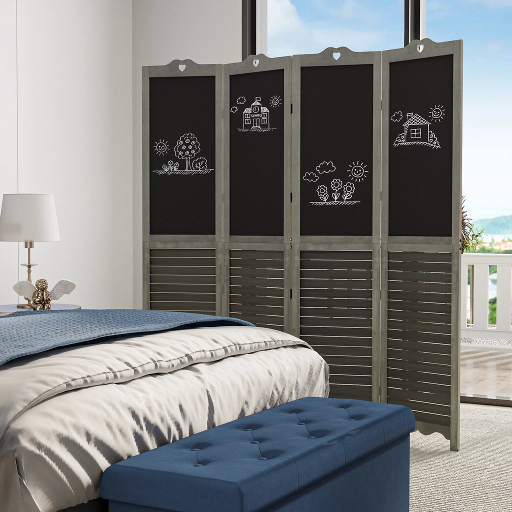 4 Panel Folding Room Divider with Chalkboard W831751