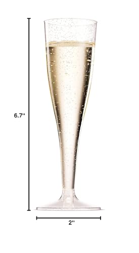 50 Pack 5 Oz Gold Rimmed Clear Plastic Champagne Flutes F721