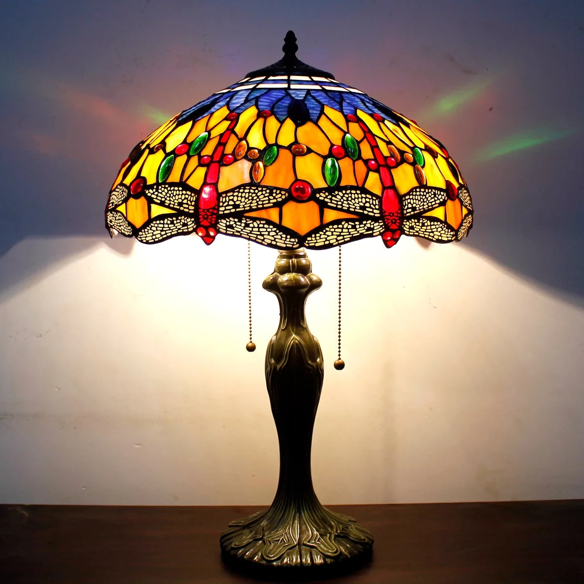 Orange Blue Stained Glass Table Lamp O8974