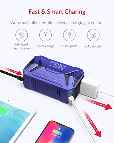 300W Pure Sine Wave Power Inverter Car Adapter DC 12V to AC 110V with Dual USB Ports K622662