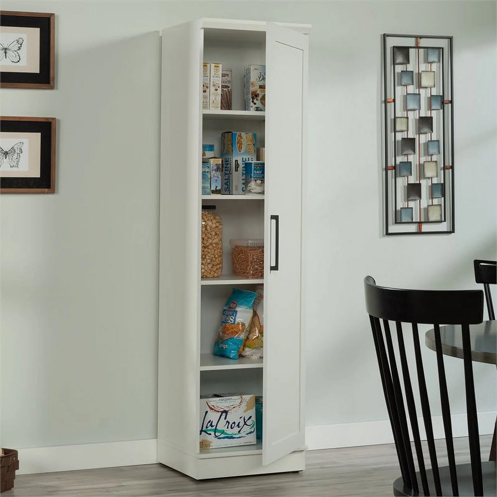 White Engineered Wood Single Door Pantry B5352