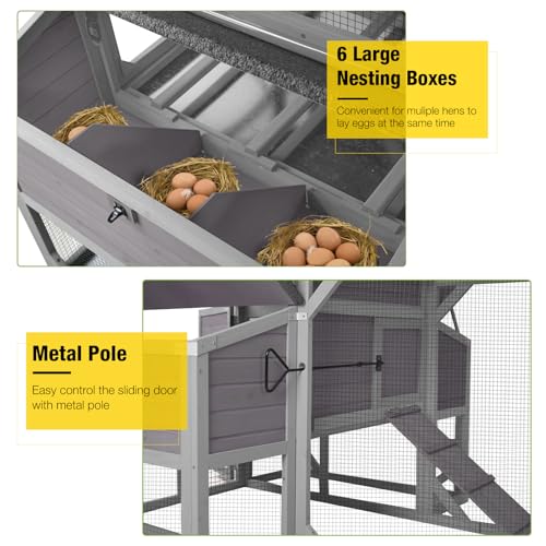 Extra Large Wooden Chicken Coop with 6 Nesting Boxes E599262