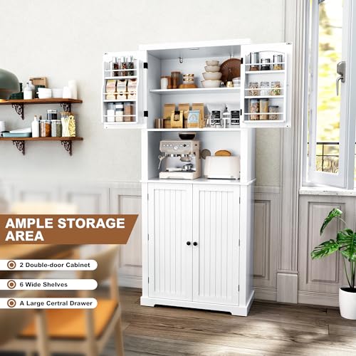 72" Kitchen Pantry Storage Cabinet with Doors and Shelves N97108
