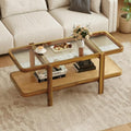 47.5" Rectangle Solid Wood Coffee Table with Tempered Glass Tabletop T3752