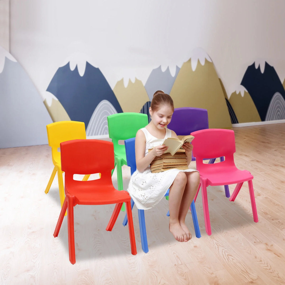 6 Pcs Kids Plastic Stackable Chairs N82049