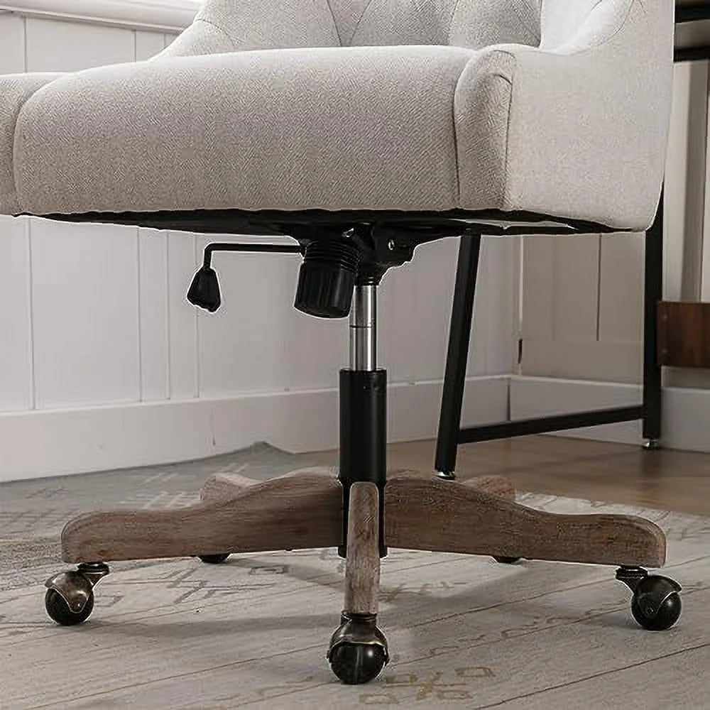 Brown Swivel Shell Chair with Wood Base and Wheels B954