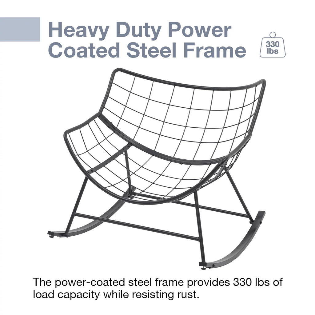 Grey Oversized Cushion Outdoor Rocking Chair U86541