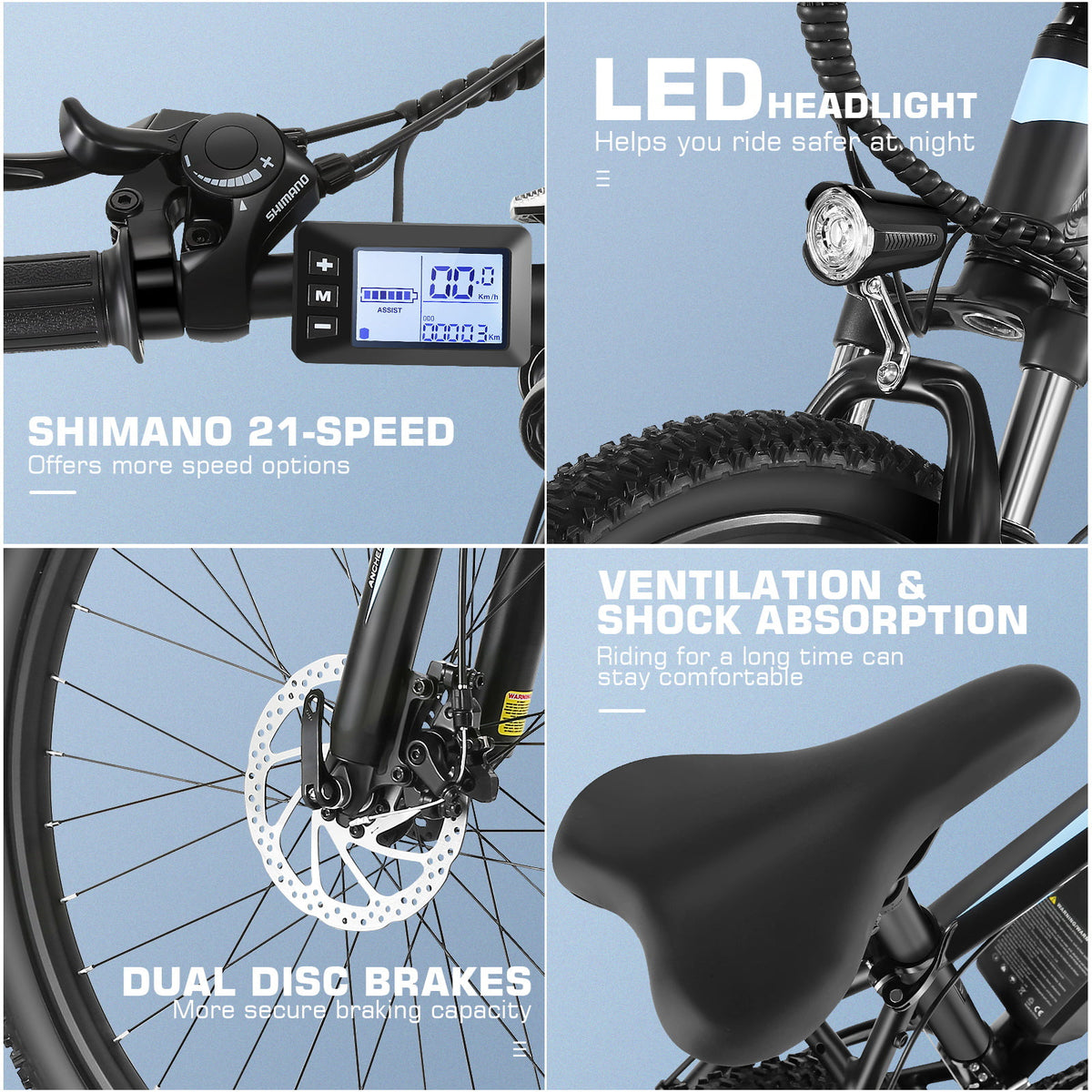 Electric Bike 26" x 2.1" 500W Mountain Bicycle 48V G63119