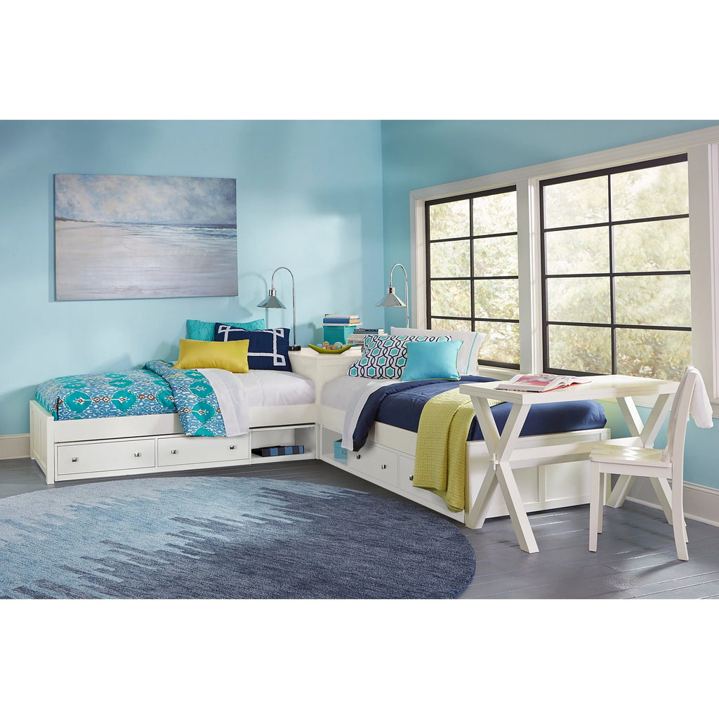 L-Shaped Bed with Double Storage White W246126