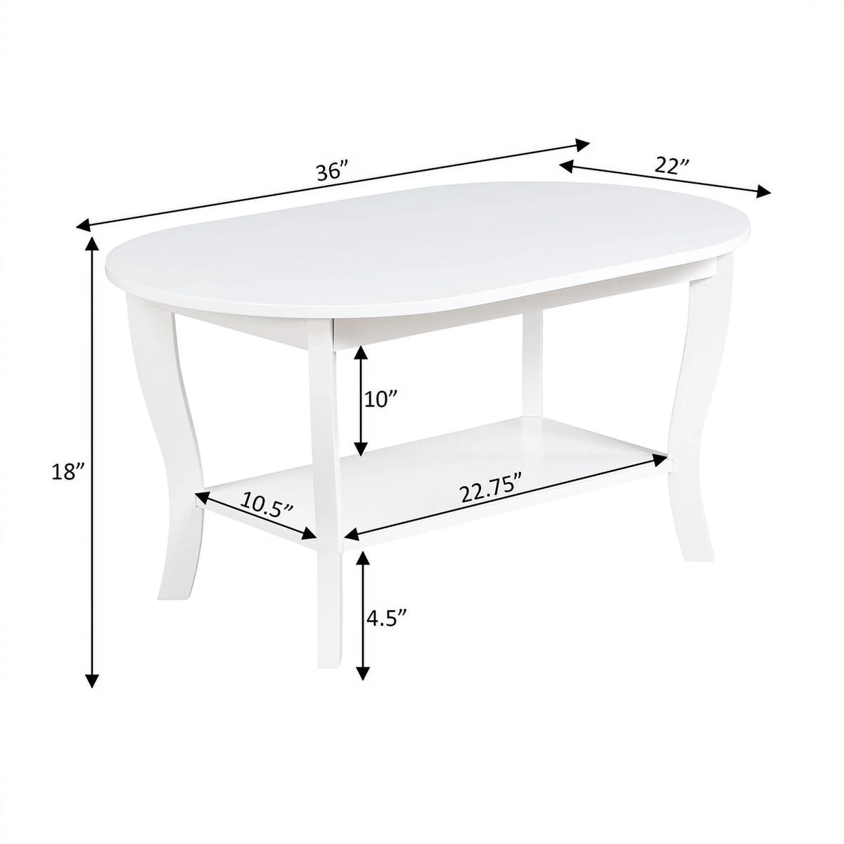 Oval Coffee Table with Shelf White Wood Finish X897