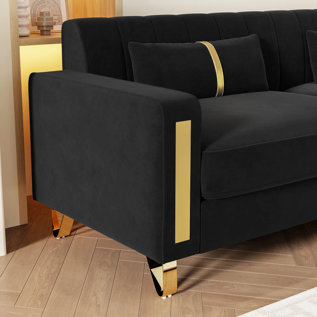 Black Velvet Sofa Couch M105698