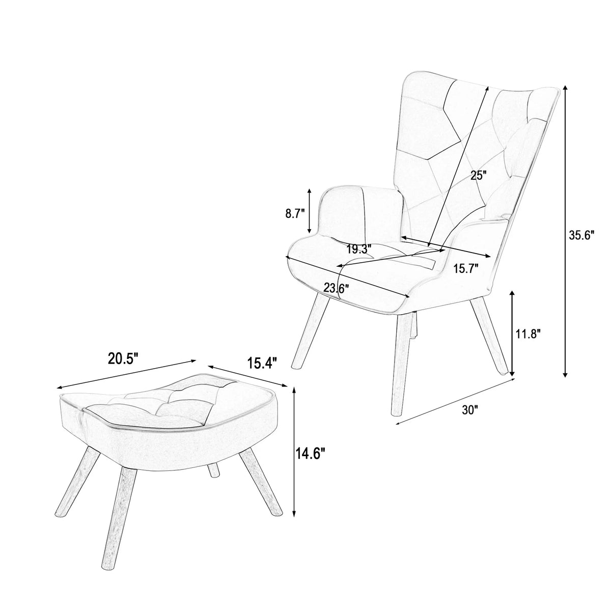 Pink Accent Chair with Ottoman P80357