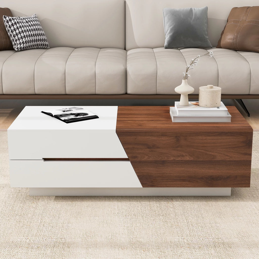 Extendable Coffee Table with Sliding Top and Storage Drawers J182