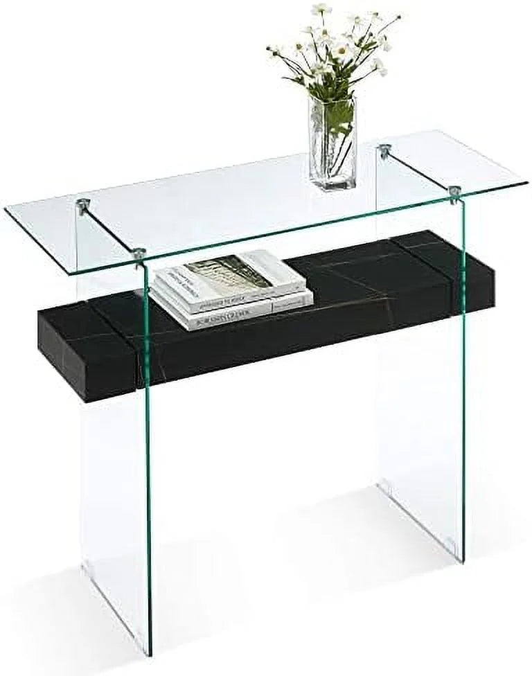 Narrow Glass Console Table with Glass Leg N909