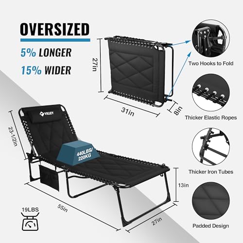 Oversized Padded Foldable Chaise Lounge with Cushion J635705