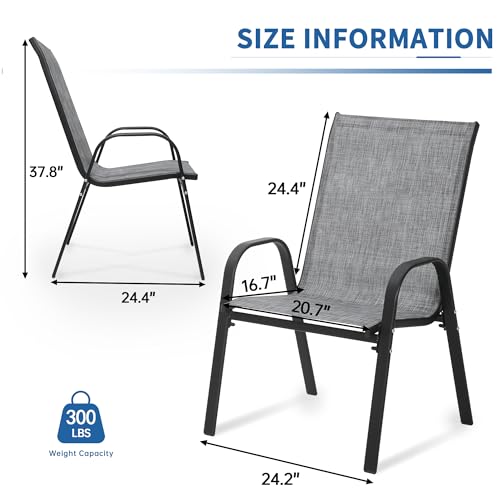 Set of 6 Stackable Textilene Patio Chairs with Armrests S3060