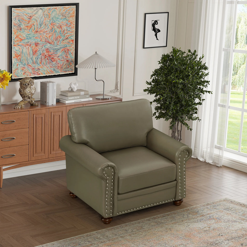 Grey Faux Leather Single Seat Sofa Chair P6888