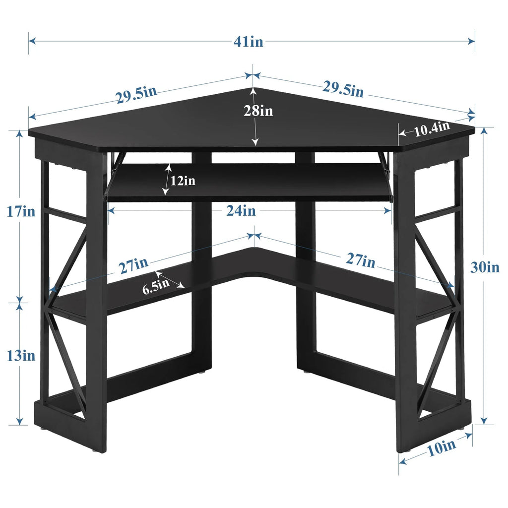 Black Corner Computer Desk & Chair Set K32616