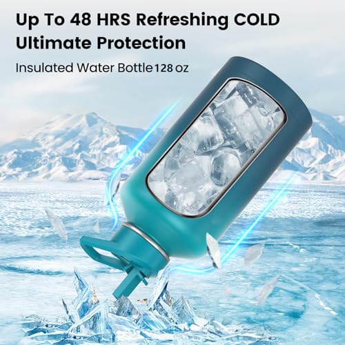 64 oz Insulated Stainless Steel Water Bottle with Flip Straw L4287