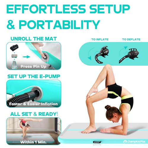 Inflatable Air Tumbling Mat 4/8 inches Thickness 10ft with Electric Air Pump V240