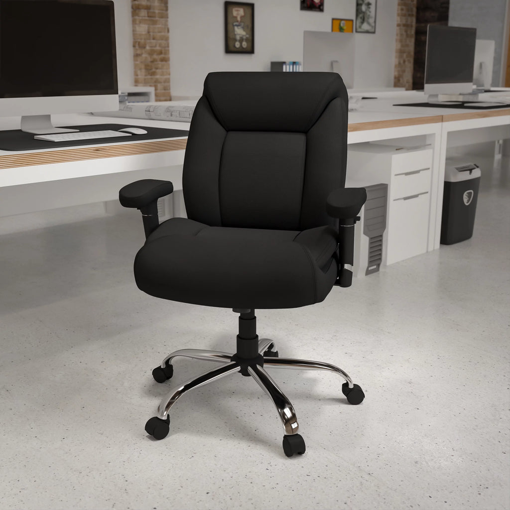 Big & Tall 400 lb. Rated Black Fabric Tufted Swivel Ergonomic Office Chair A319974
