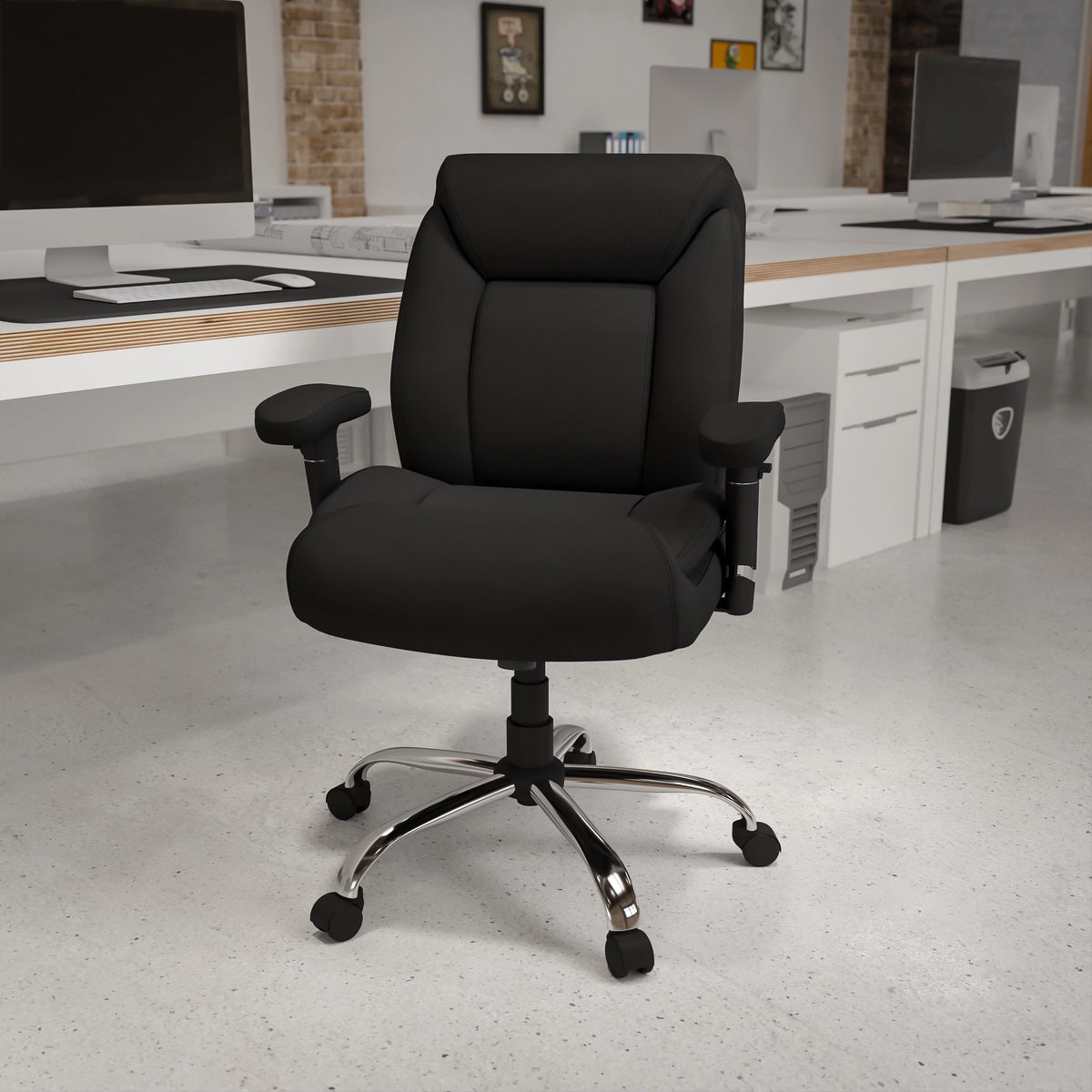 Big & Tall 400 lb. Rated Black Fabric Tufted Swivel Ergonomic Office Chair A319974