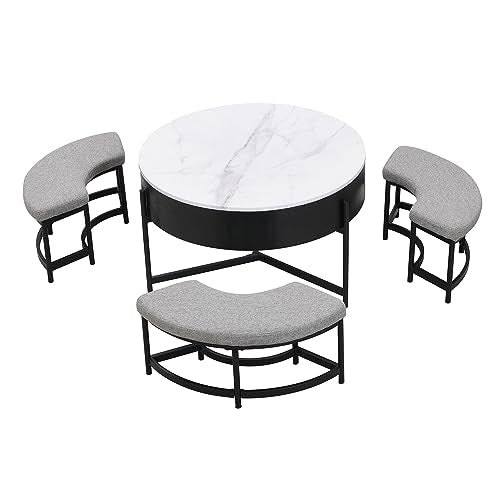 Lift-Top Coffee Table with Hidden Storage and Ottoman A773