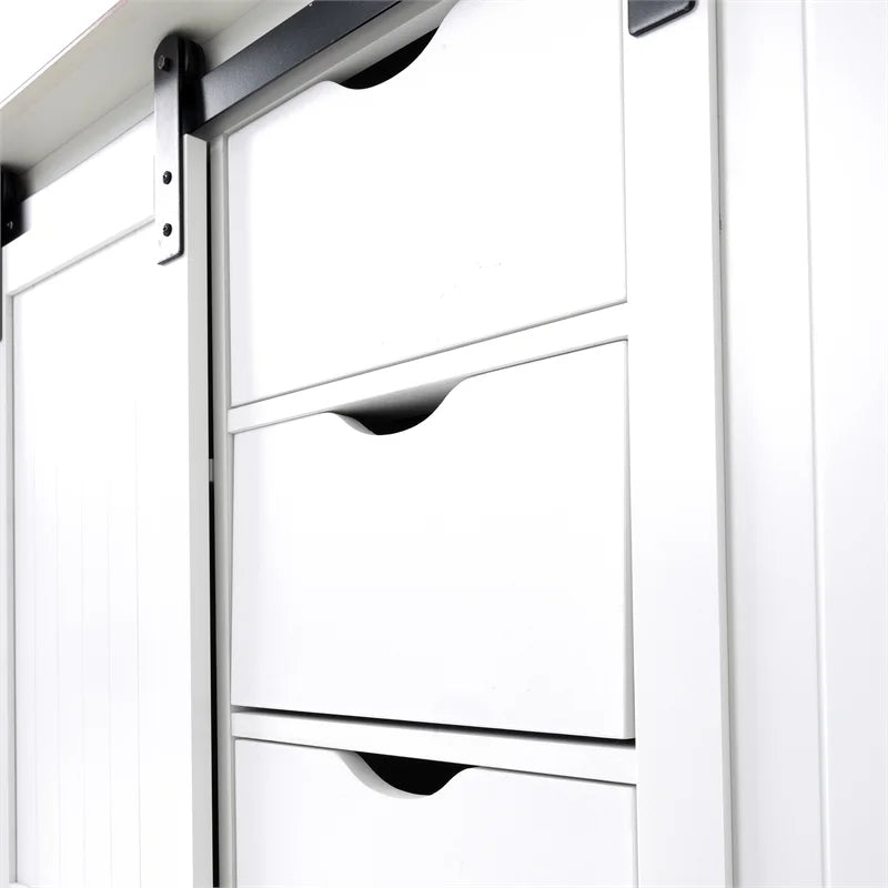 Countryside Barn Door Buffet with Two Sliding Barn Doors & Three Drawers E59091